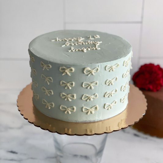 Sage Green Bows Cake